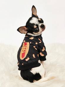 PETSIN 1 Pc Sausage Food Printed Headless For Autumn And Winter Thickened Warm Pet Clothing - Black - View 1
