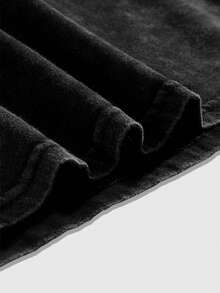 ROMWE MEN Goth Men's Minimalist Printed Round Neck Short Sleeve T-Shirt - Black - View 4