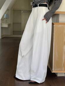 DAZY 女士常规腰围宽松阔腿裤，休闲长裤