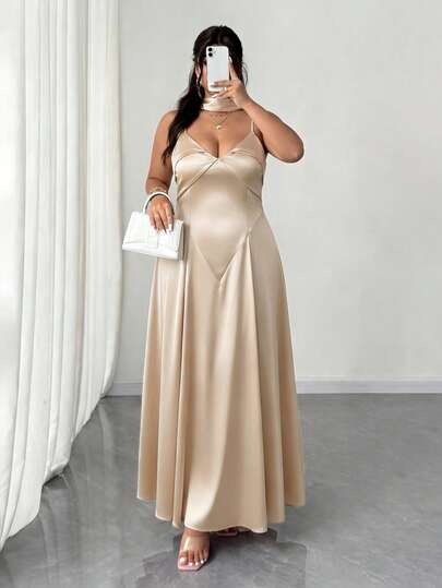 Elenzga Plus Size Women Elegant Romantic Chiffon Flounce Strapless Fitted Long Dress, Suitable For Spring/Summer Wedding Guest