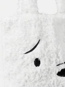 We Bare Bears X SHEIN 可爱的卡通毛绒手提袋 - 白色 - 查看 5