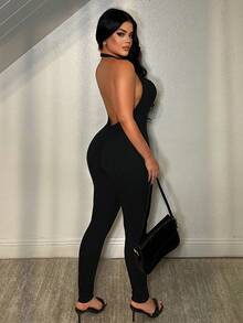 SHEIN SXY Body sans dos ni manches, couleur unie, sexy - Noir - Voir 2