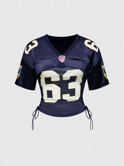 Street Life Set de 2 piezas: Top corto deportivo casual de verano tipo jersey + Top bandeau ajustado con nudo