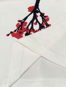 SHEIN 女士树枝印花露肩短袖时尚衬衫 - 白色 - 查看 6