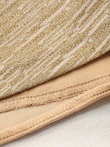 DAZY 女士V领短袖腰部串珠拼接优雅连衣裙 - 杏色 - 查看 7