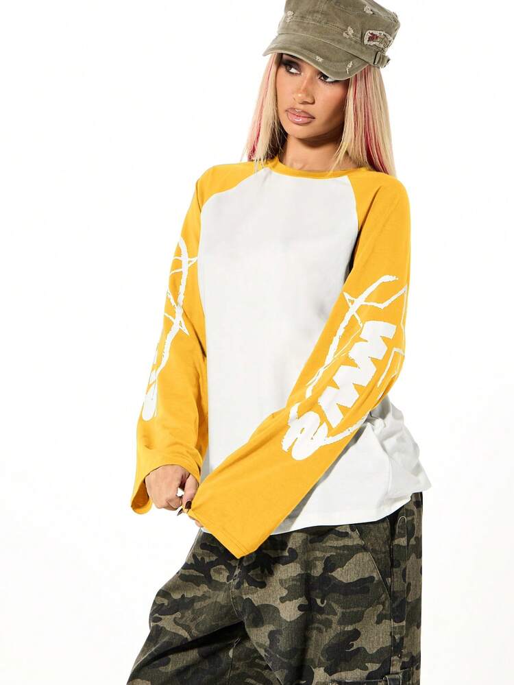 SUMWON WOMEN Raglan Baseball Tee With Logo Print