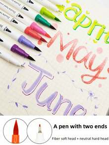 Dual Tip Brush Marker, Fine & Soft Double Tip Art Markers For Adult Kids Coloring Hand Lettering Writing Planner Journal Note Calligraphy Drawing Art Craft School Supplied Back To School - Multicolor - - View 8