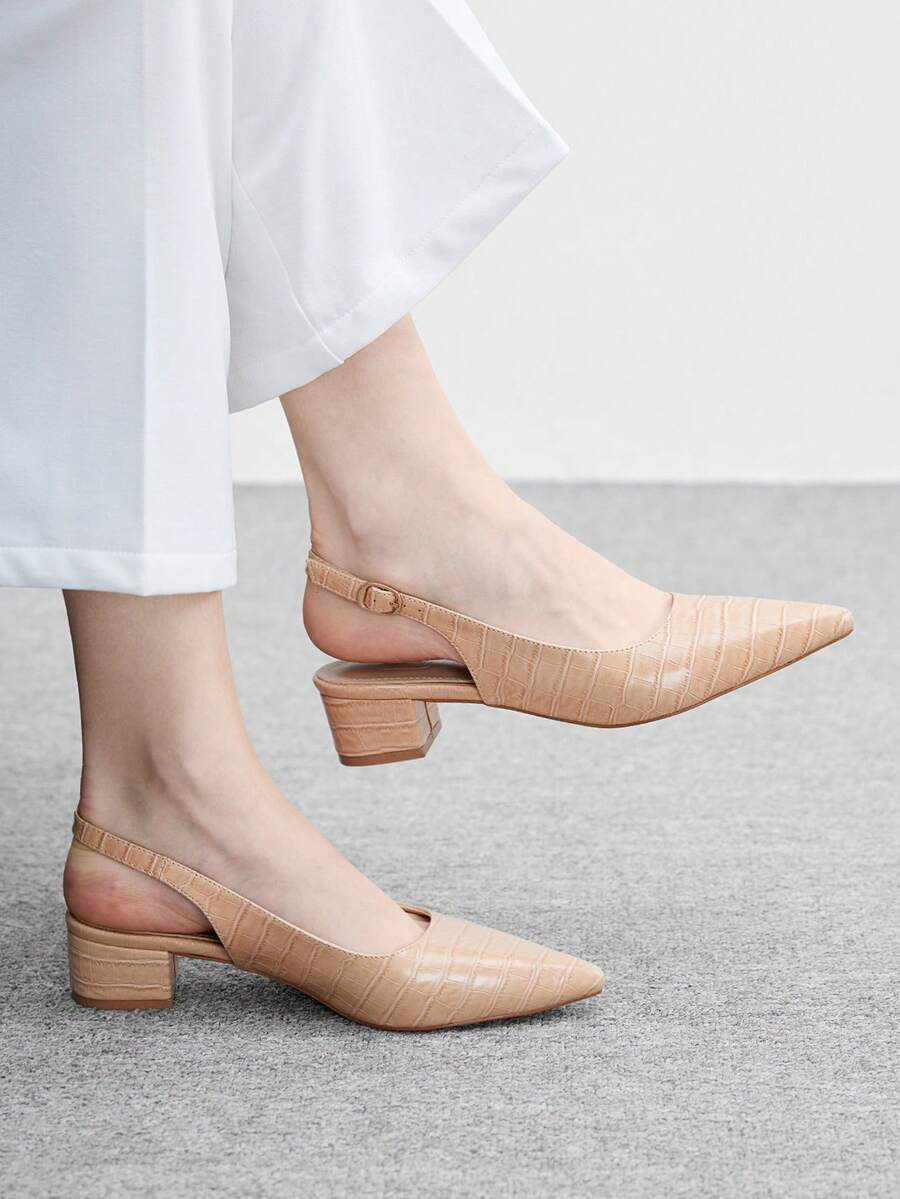 CUCCOO BIZCHIC Tacones altos de mujer con diseño de hebilla y punta afilada, versátiles para uso diario - Marrón Mocha - Ver 1