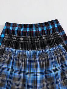 SHEIN 3pcs/Set Teen Boys' Casual Comfortable Plaid Pajama Pants Set Plaid Pj Pants Teen Black And White Pjs Teens Blue Plaid Pajama Bottoms Men's Pajama Pants Black And White Plaid Pants - Multicolor - View 6