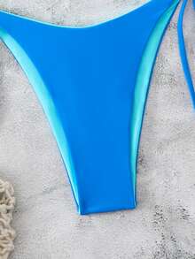 Swim Vcay Bộ bikini cổ yếm màu trơn dành cho nữ, thích hợp cho kỳ nghỉ biển. - Màu xanh lam - Xem 11