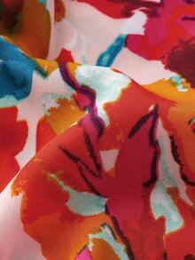 Olithes Women Elegant Floral Printed Ruffle Hem Dress For Vacation Vacation Beach Outfit - Hot Pink - View 6