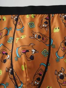 SCOOBY-DOO X SHEIN 3pcs/Pack Men's Comfortable Soft Cartoon Pattern Trunks - Brown - View 7