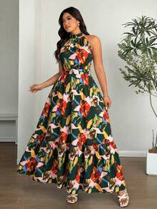 Vionelle 大码女式时尚印花无袖波西米亚连衣裙，春夏款 - 彩色 - 查看 1