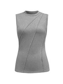 EMERY ROSE Women's Casual Basic Sleeveless Top - Grey - View 3