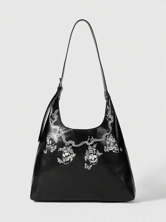 Grunge Punk Bolso de hombro versátil de moda para mujer, adecuado para el uso diario, viajes, compras y paseos