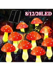 太阳能蘑菇灯,8LED/12LED/20LED户外花园蘑菇太阳能灯,适用于花园、露台、小径、草坪、婚礼、派对装饰 - 彩色 - 查看 4