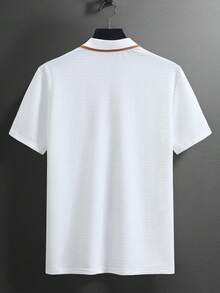 Manfinity CasualCool Men's Contrast Color Short Sleeve Casual Commuter Polo Shirt - White - View 2