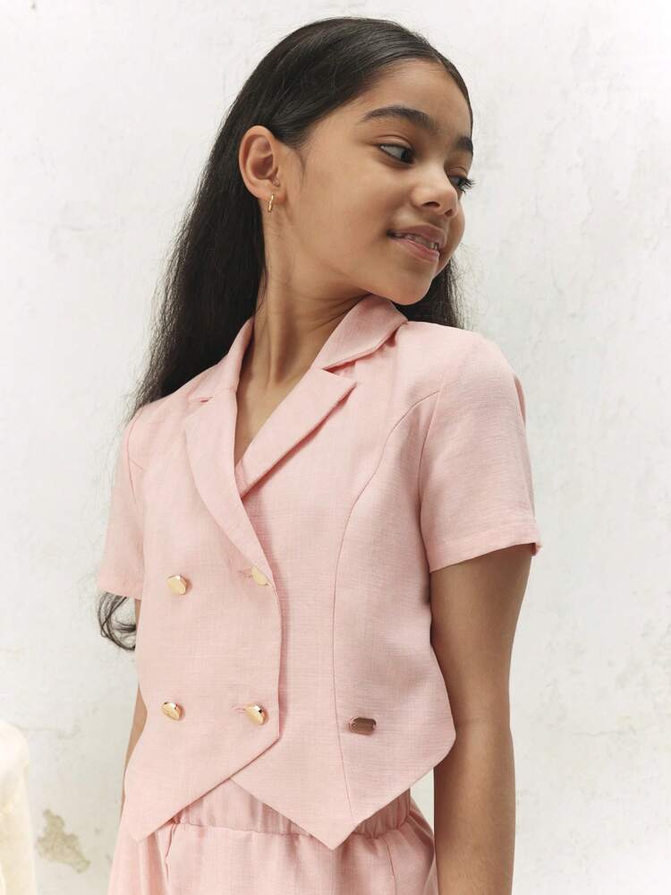 Double Breasted Blazer With Wide Leg Pants