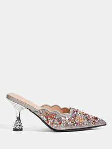 CUCCOO TILAWA 女士时尚派对尖头细高跟水钻高跟鞋 - 灰色 - 查看 2