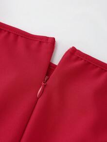 Franclia 女士优雅红色珍珠吊带系腰阔腿连体裤，春夏款 - 紅色 - 查看 7