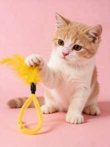 PETSIN 1 Piece Pet Feather Teaser Wand Toy; Pet Bell Cat Toy; Pet Self-Entertainment Toy To Relieve Boredom; Pet Supplies - Multicolor - View 3