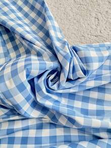 GlowEve 蓝白格纹宽松阔腿裤，显瘦 - 藍白色 - 查看 4