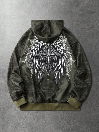 Sweat-shirt à capuche décontracté pour hommes avec motif croix