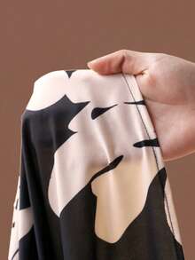 Veslaya 春夏新款无袖V领系带A字长裙，配披肩领，热带植物单色印花，适合海滩、度假、优雅休闲、海岛度假、用餐、日常穿着、浪漫之旅、约会、海边、篝火晚会、波西米亚风、聚会、派对、晚宴、朋友聚会等场合 - 大码 - 彩色 - 查看 11