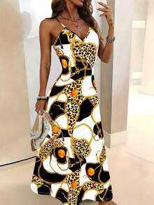 SHEIN Clasi Đầm yếm in hoa nhiệt đới gợi cảm cho nữ - Nhiều màu - Xem 1