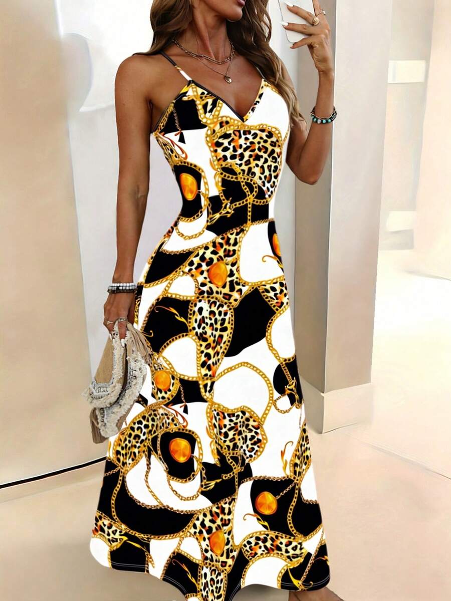 SHEIN Clasi Đầm yếm in hoa nhiệt đới gợi cảm cho nữ - Nhiều màu - Xem 1