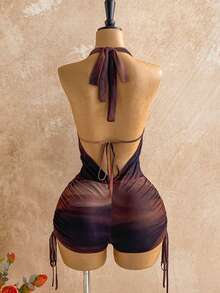 Soleia Bộ jumpsuit nữ cỡ lớn in họa tiết ombre cổ điển, phối lưới và kim loại, xếp lớp bồng bềnh, cổ chữ V sâu, gợi cảm và tôn dáng, thích hợp cho tiệc tùng, hẹn hò, Lễ Tình nhân, lễ hội hóa trang, lễ Phục sinh, các sự kiện miền Tây, du thuyền, kỳ nghỉ, bãi biển, lễ hội âm nhạc, kỳ nghỉ phong cách Boho, đa năng cho mọi mùa. - Nhiều màu - Xem 3