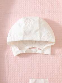 女婴白色公主裙，短袖蕾丝薄纱连衣裙，配蝴蝶结发带套装 - 白色 - 查看 4