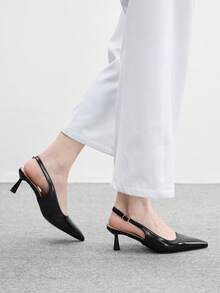 CUCCOO BIZCHIC 女士尖头搭扣设计休闲舒适高跟鞋，适合日常穿着 - 黑色 - 查看 4