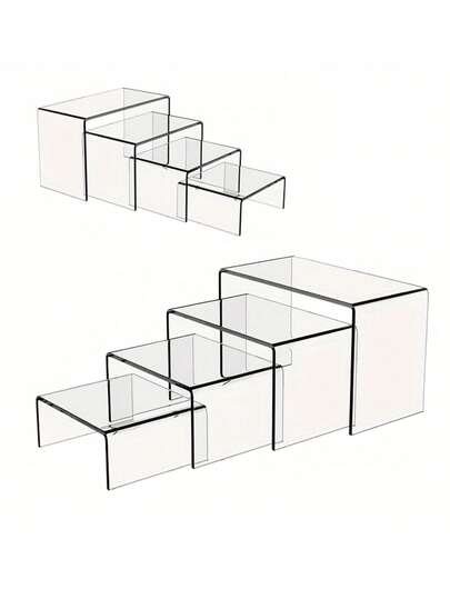 2 Stücke Set kleine Größe transparenter Acryl Ausstellungsständer für Sammlerstücke, Kosmetik, klar für Küche, Badezimmer, Wohnzimmer, Schreibtisch Dekoration, Party Feier Ausstellungsorganisator, Regal Vitrine Aufbewahrungsregal