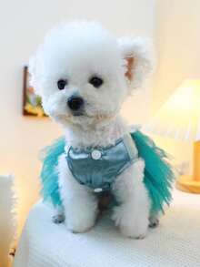 PETSIN 1件宠物立体花朵连衣裙，小型犬、猫咪通用款，公主风婚纱礼服，适合春夏穿着 - 彩色 - 查看 7