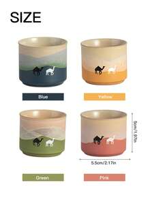 一套骆驼图案陶瓷茶杯碟，渐变色咖啡杯，80毫升浓缩咖啡杯。非常适合下午茶、家庭聚会，也适用于卧室、客厅、书房或咖啡馆等多种场所。 - 彩色 - 查看 12