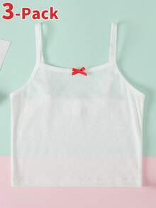 3件套女童吊带背心，爱心樱桃印花，可爱简约设计，棉混纺面料 - 彩色 - 查看 3