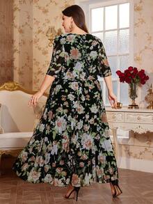 Reflora Đầm hè xếp ly hình học thanh lịch cỡ lớn bằng vải chiffon - Nhiều màu - Xem 2
