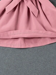 SHEIN 小女童翻蓋細節襯衫連衣裙&帽 - 粉色 - 查看 5