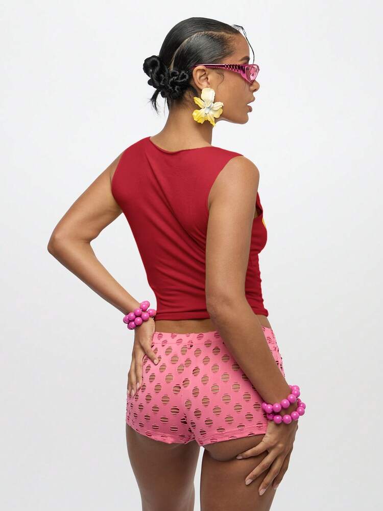 SUMWON WOMEN Notch Neck Tank With Letter Print