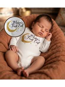 Loomiva Newborn Baby Girl Letter Pattern Knitted Soft Crew Neck Long Sleeve Bodysuit - Multicolor - View 1