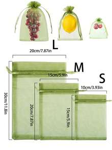 50/100个装水果防护袋，防虫防鸟，适用于葡萄、草莓和园艺植物。轻便耐用的绿色网布，带抽绳。是防治害虫和保护水果蔬菜的理想选择。 - 綠色 - 查看 1