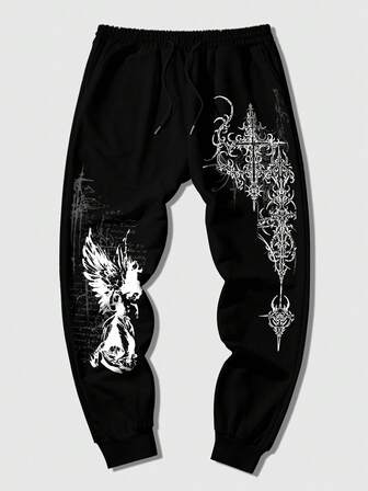 Street Life Herren Lässig bedruckte Jogginghose mit Kordelzug