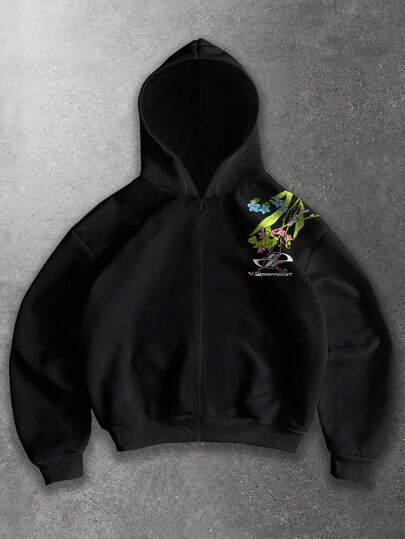 Sweat-shirt à capuche décontracté pour hommes avec motif floral