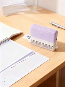 1pc Portable Multi-Hole Punch With 6 Holes, Designed With Waste Container And Ruler, Paper Punching Machine Back,Back To School,School Supplies