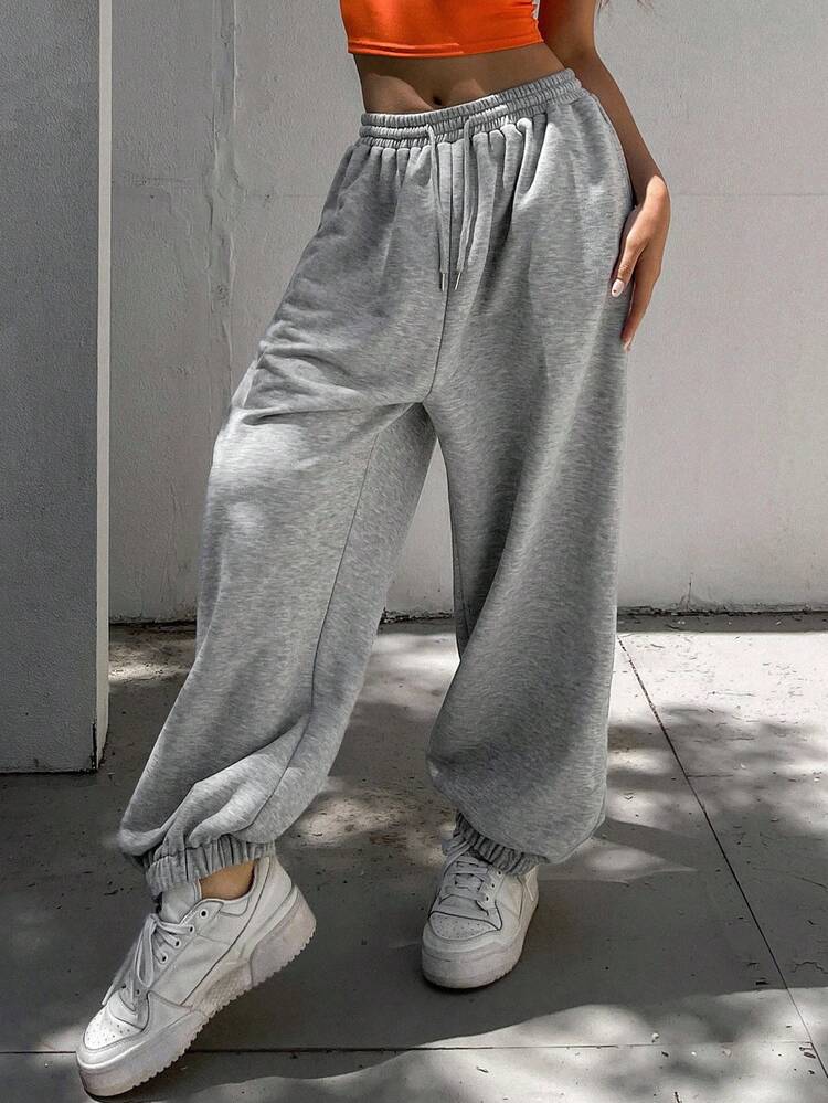 Women's Drawstring Waist Loose Fit Ankle Cuffed Long Sweatpants Y2k