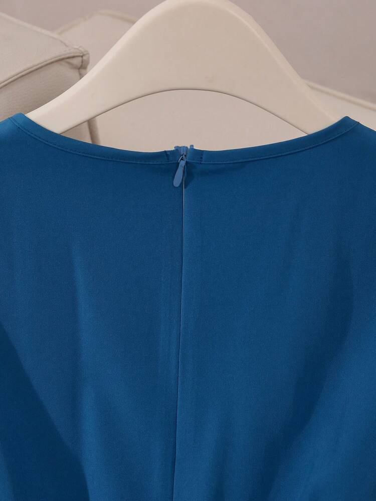 Franclia 女士长款连衣裙新款女夏蓝色气质 - 蓝色 - 查看 6