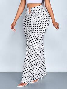 SOLERSUN 性感优雅女士波点半身裙，适合万圣节、圣诞节、情人节、春夏季节度假穿着，复古风格（随机花卉图案） - 白色 - 查看 5