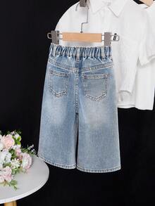 SHEIN Baby GirlBlue Denim Loose Ripped Jeans - Light Wash - View 2