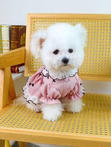 PETSIN 1件宠物服装，心形印花宠物公主风连衣裙，猫狗通用服装 - 彩色 - 查看 10